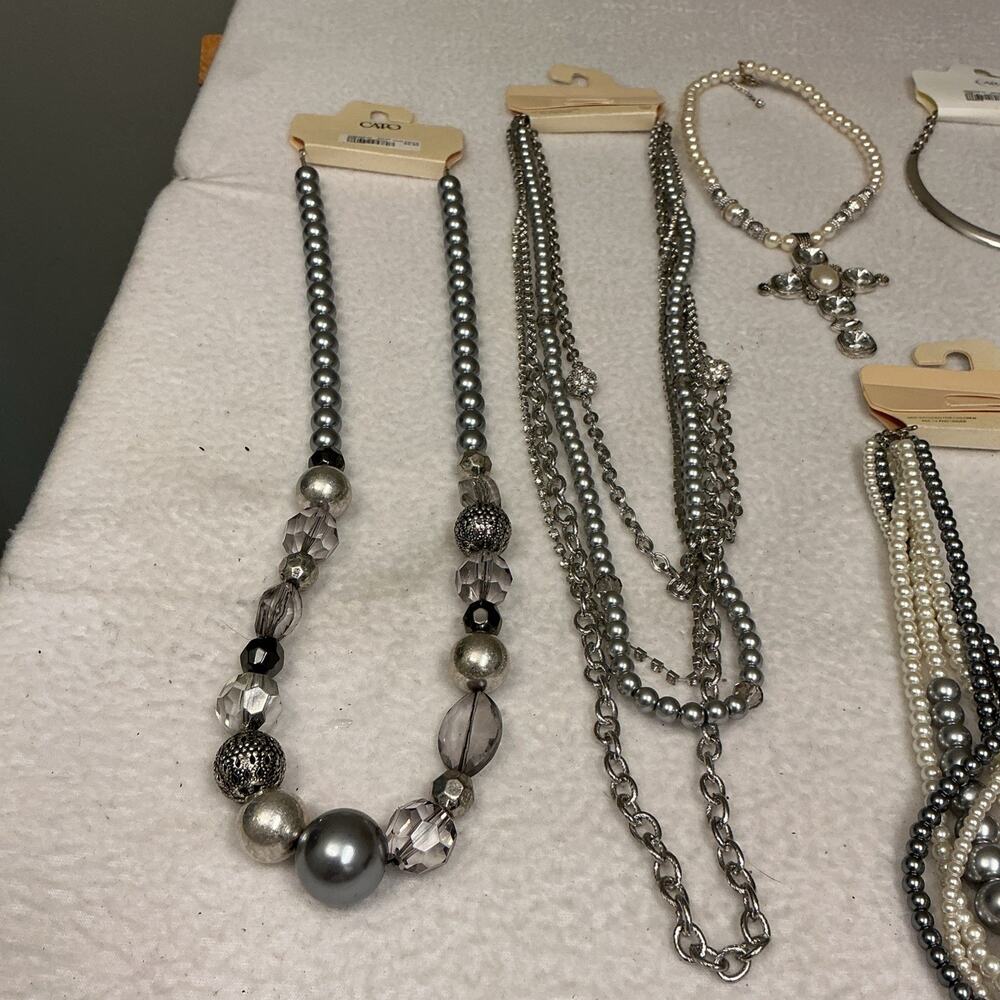 Silver, Pearls And Clear Stone Jewelry Lot 10 Pieces NWT. 3409 - Picture 2 of 8